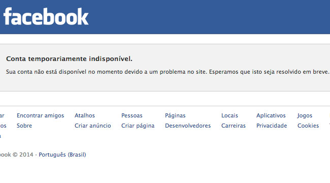 Facebook fora do ar (reprodução)